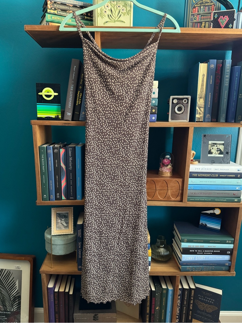 Purple and white Polka dot Slip Midi Dress with fun Straps
